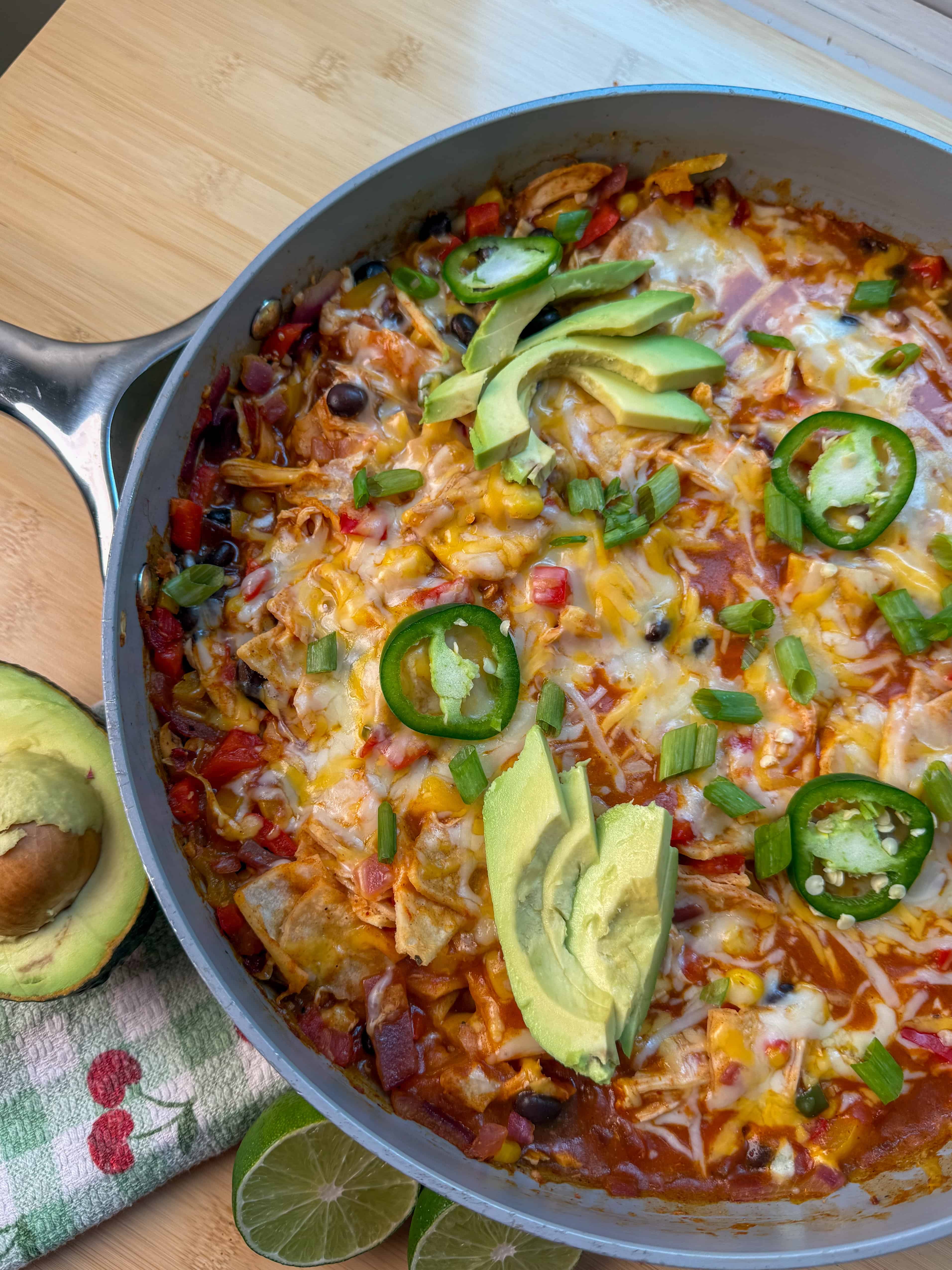 High Protein Chicken Enchilada Skillet (One-Pan Dinner Recipe!)