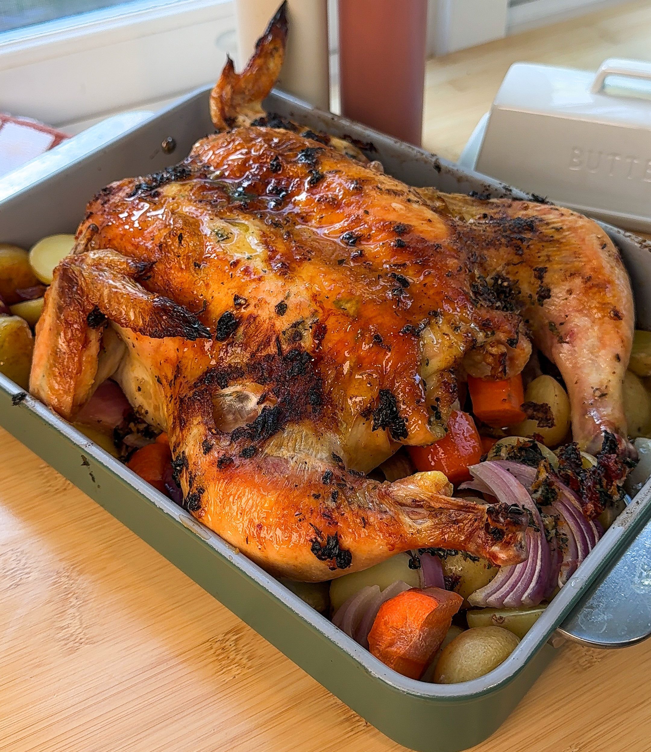 Juicy Roasted Spatchcocked Chicken with Garlic Butter & Sun-Dried Tomatoes