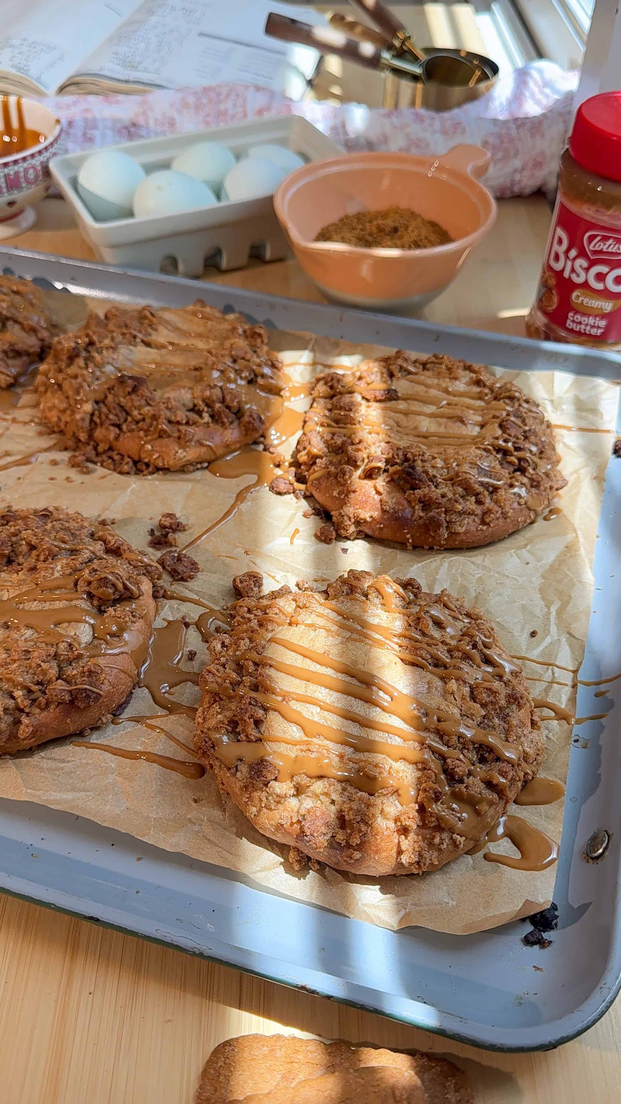 Biscoff Cookie Butter Crumble Buns (Soft & Fluffy)