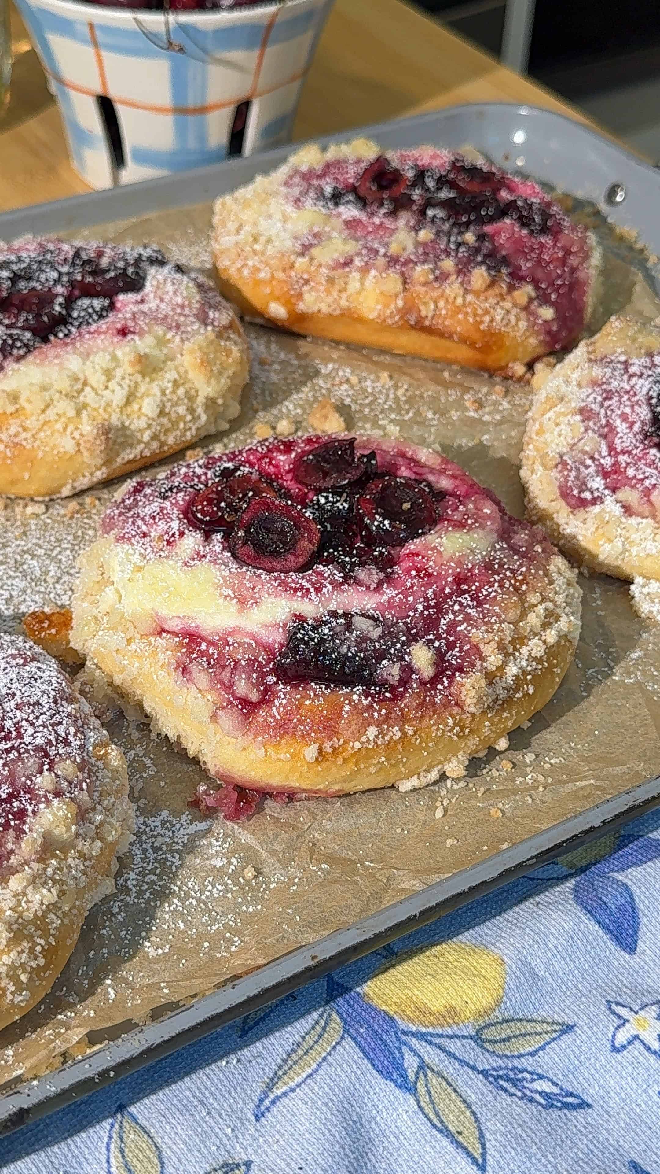 Cherry Crumble Brioche Buns (Bakery Style Beauties)