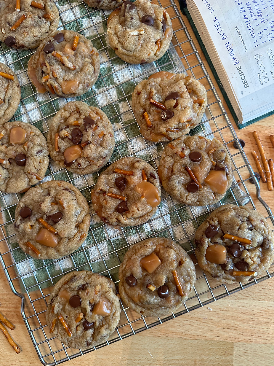 Salted Caramel Pretzel Chocolate Chip Cookies