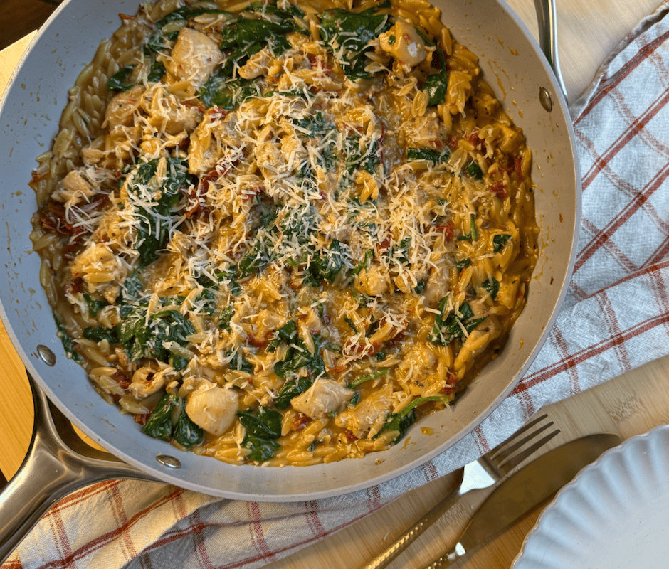 final skillet for my marry me chicken orzo