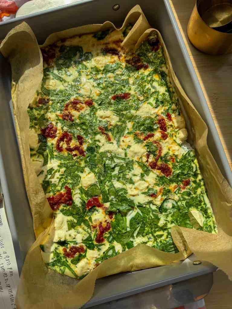 my spinach egg white and feta wrap in a 9x13 after baking