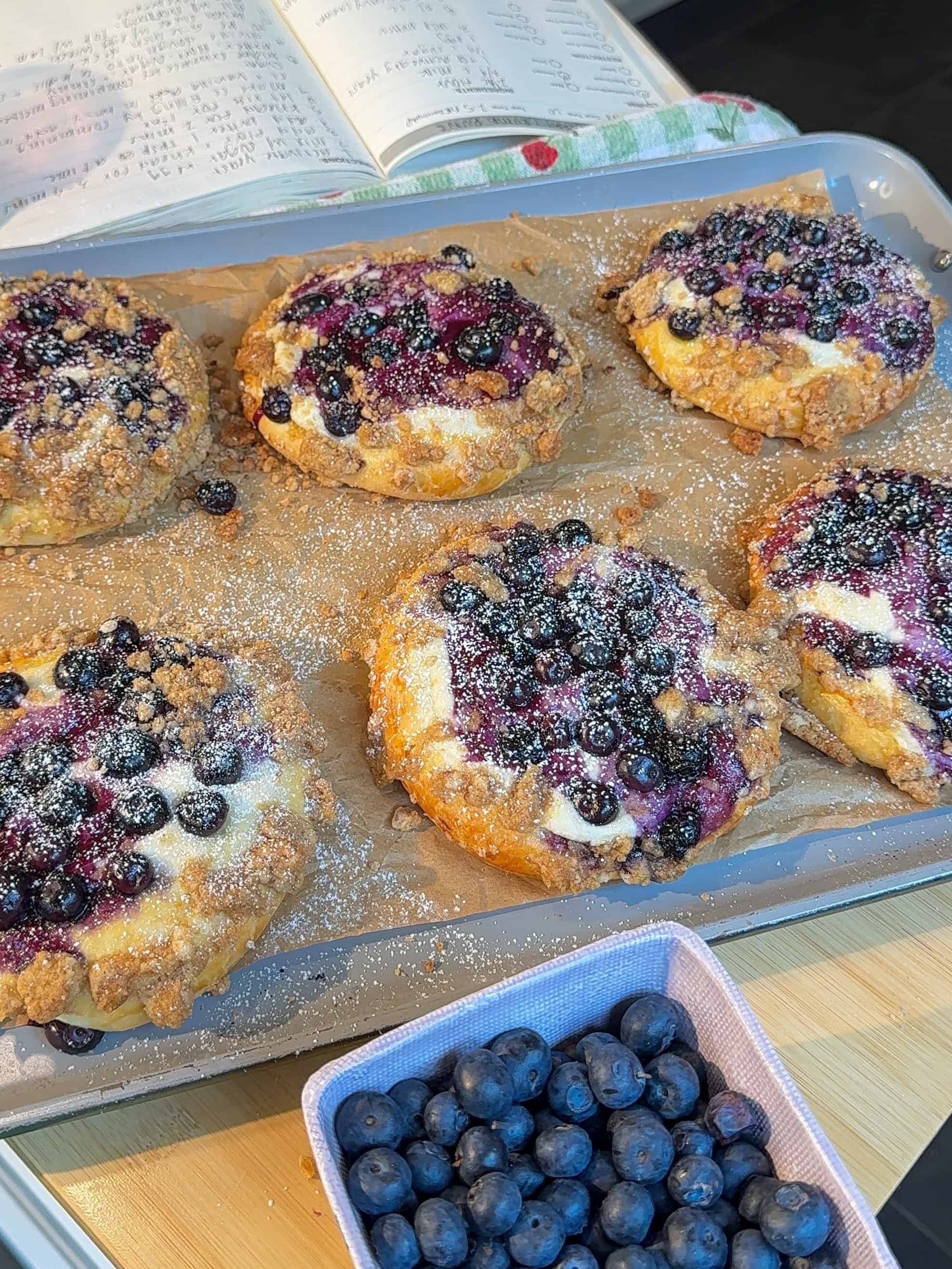 Blueberry Custard Crumble Buns (Bakery-Style with Cream Cheese Filling!)