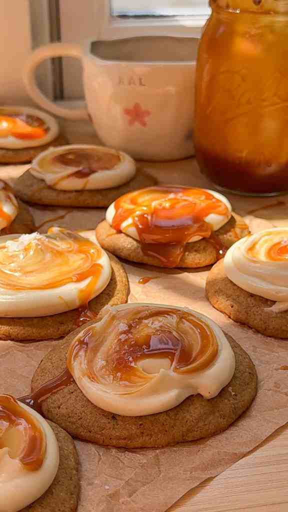 Salted Caramel Espresso Cookies — Light & Fluffy Cookies with Cream Cheese Frosting
