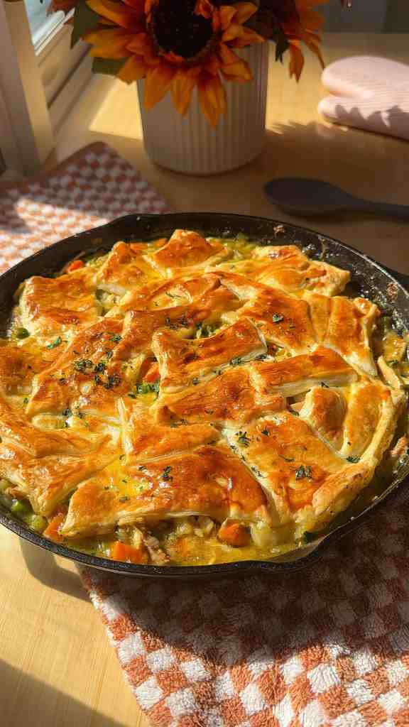 Easy Skillet Chicken Pot Pie with Puff Pastry