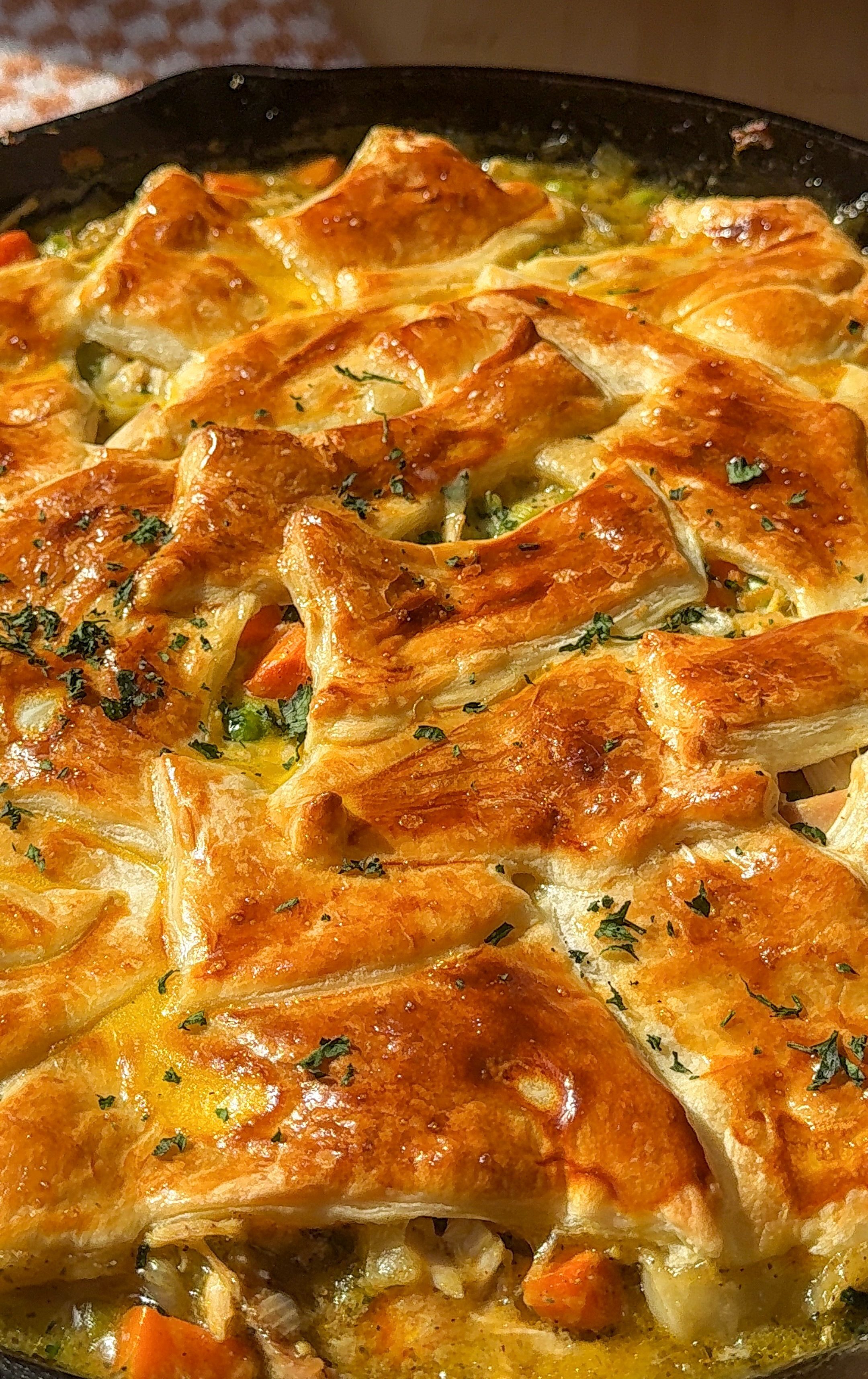Easy Skillet Chicken Pot Pie with Puff Pastry