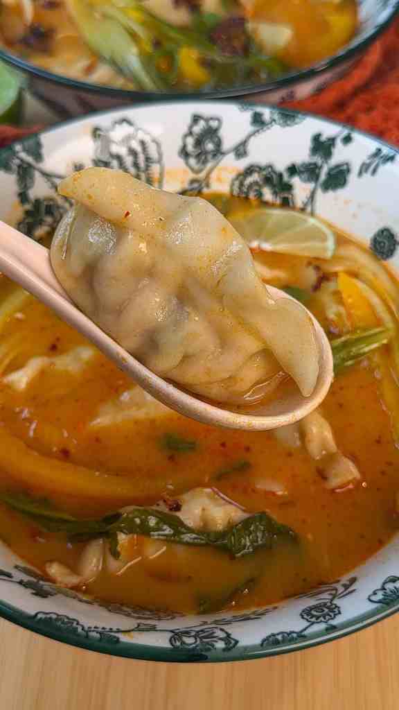 Red Thai Curry Dumpling Soup