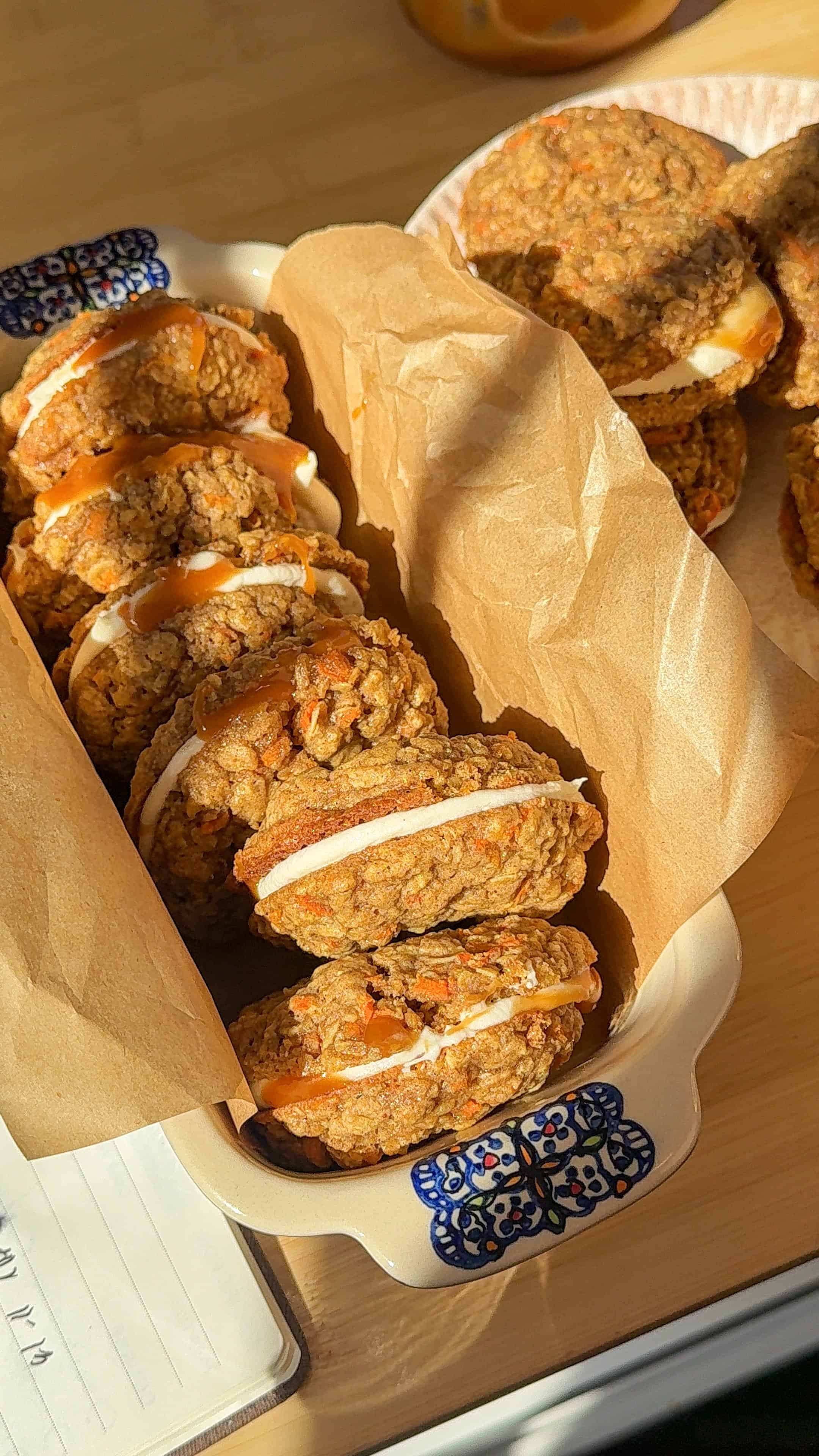 Salted Caramel Carrot Cake Oatmeal Cream Pies (Soft & Chewy)
