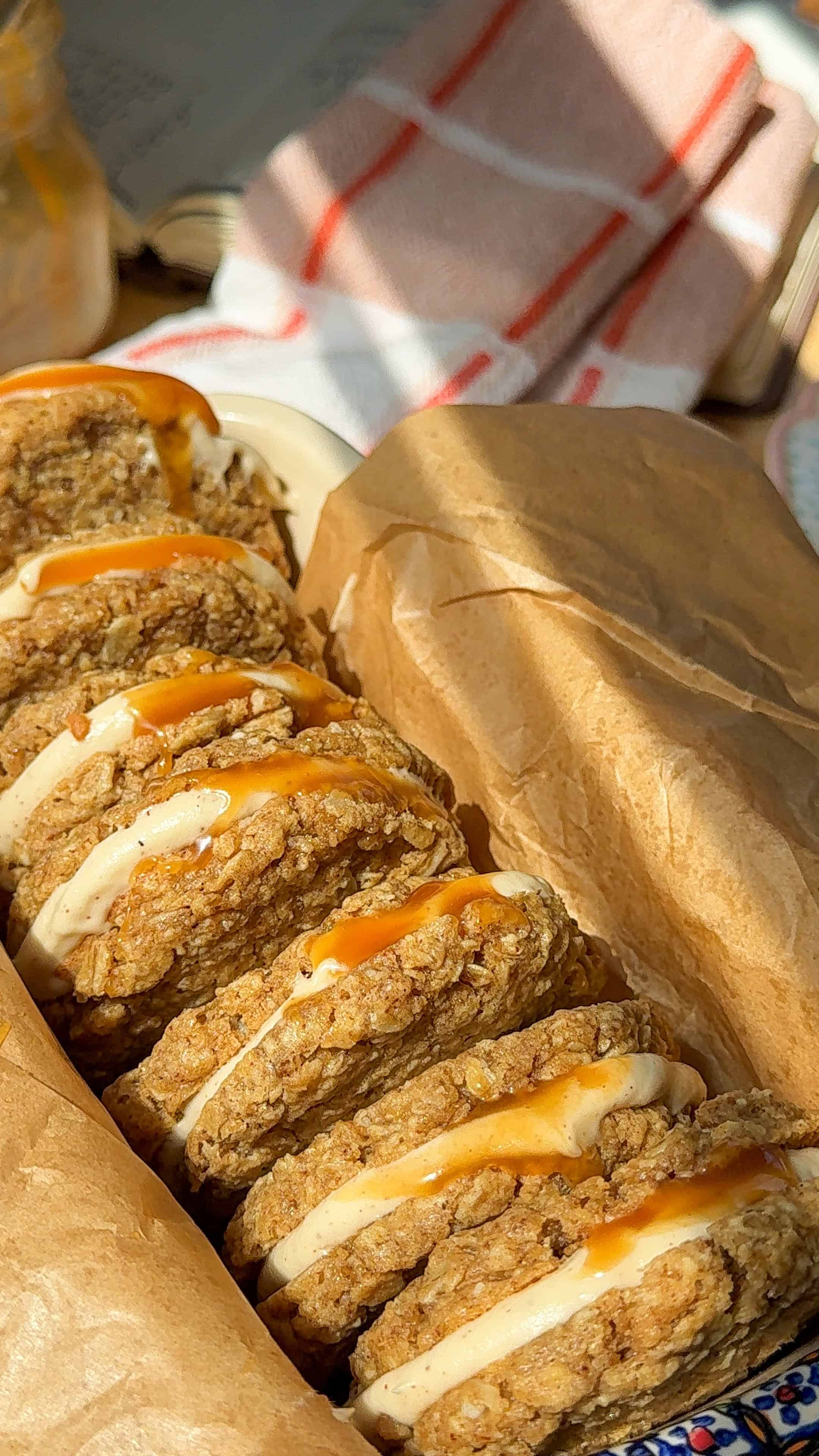 Salted Caramel Espresso Oatmeal Cream Pies (Soft & Chewy)