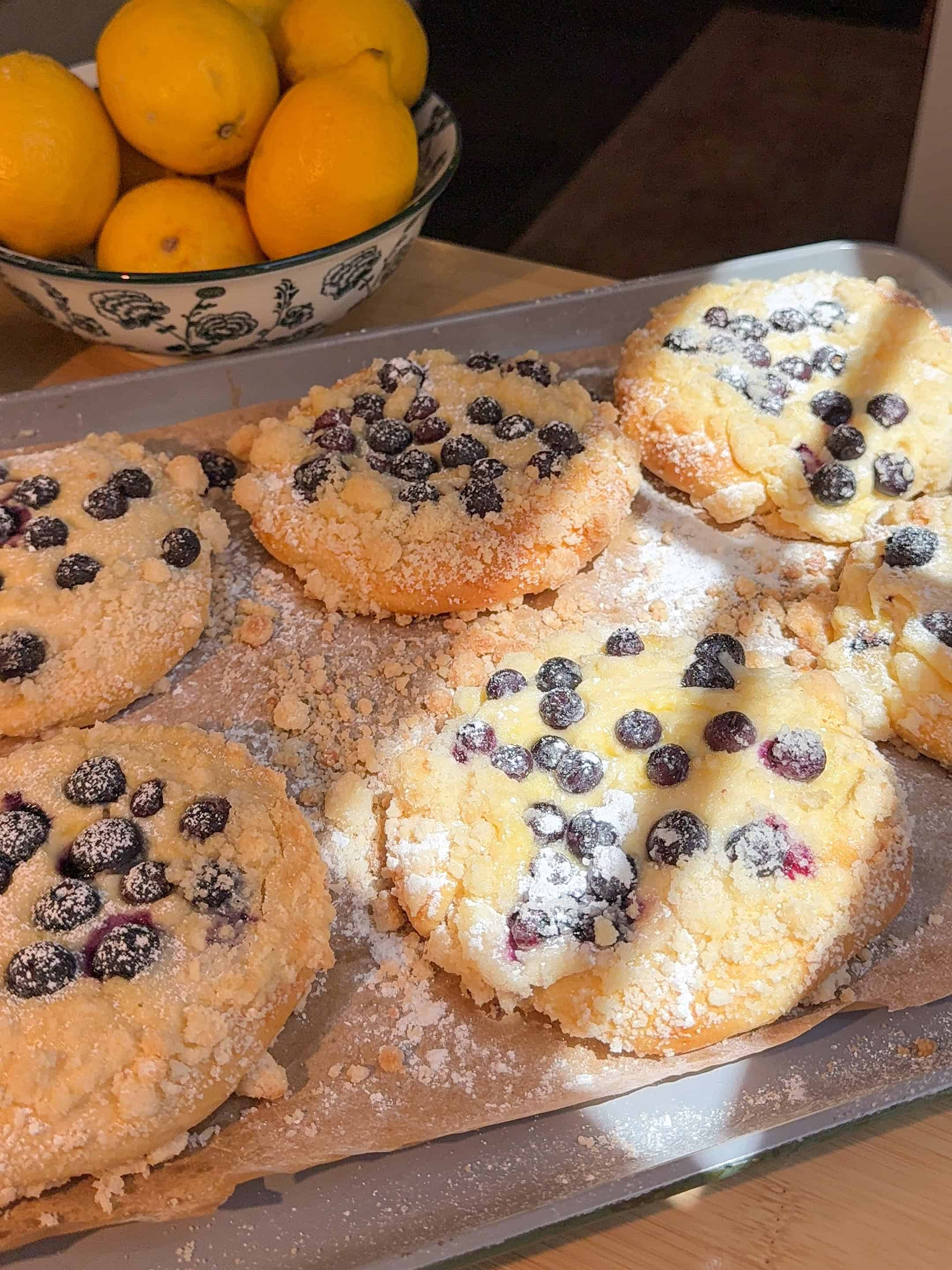 Lemon Blueberry Custard Crumble Buns (Soft & Fluffy Bakery-Style Buns)