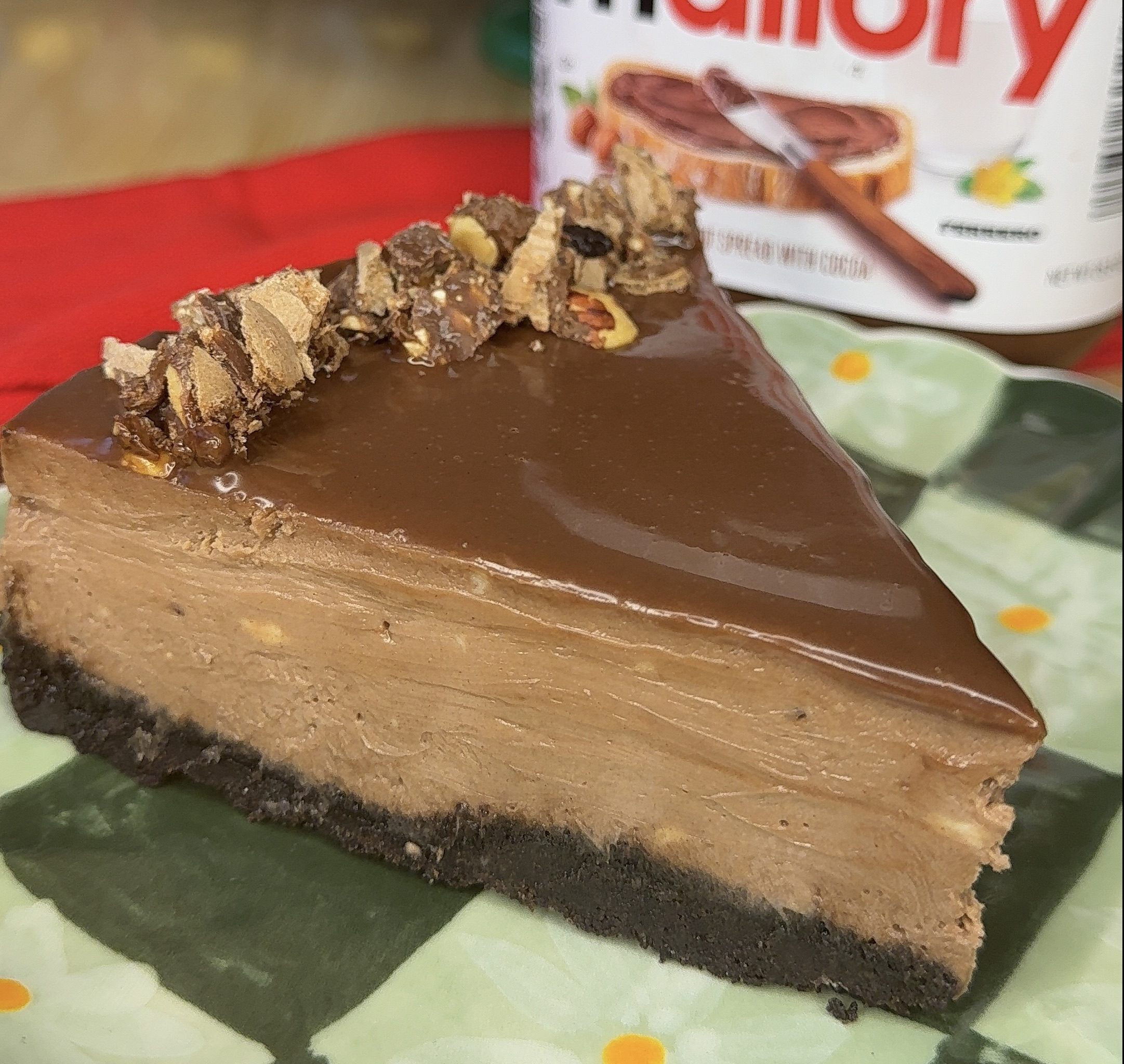 a close up for my Nutella Cheesecake