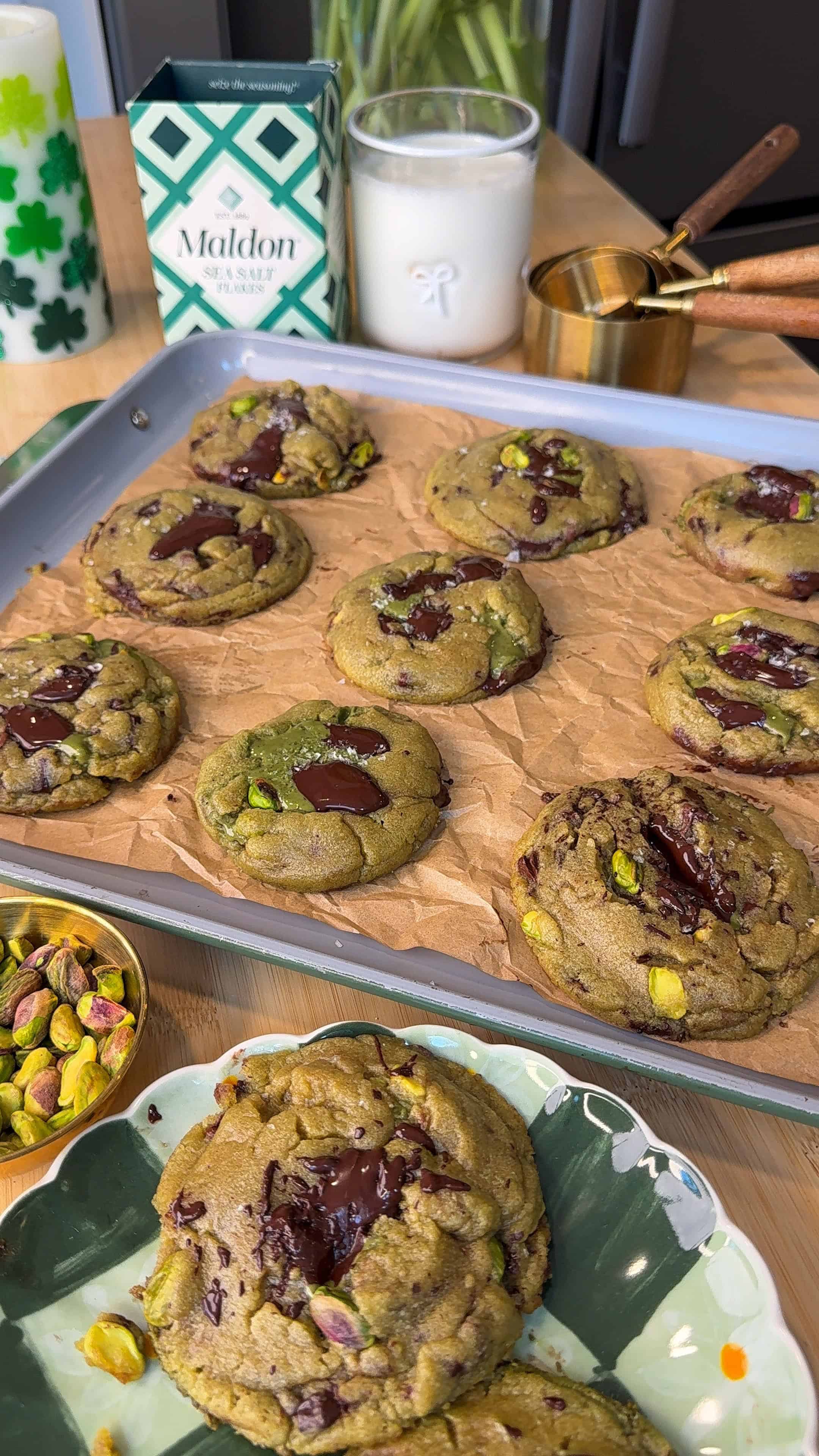 Pistachio Cream Chocolate Chunk Cookies recipe