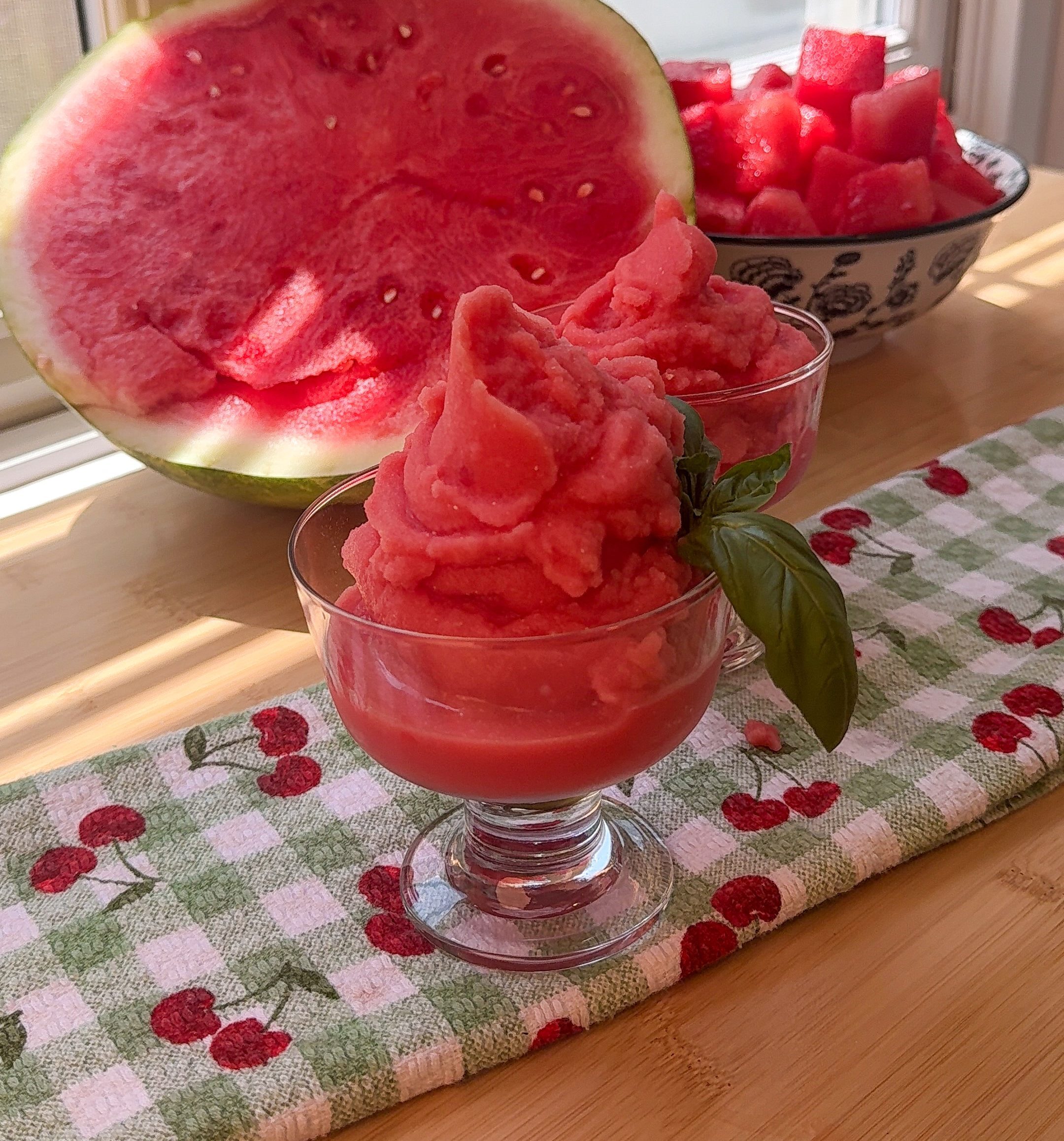 Three-Ingredient Frozen Watermelon Sorbet (Dairy-Free + Vegan)