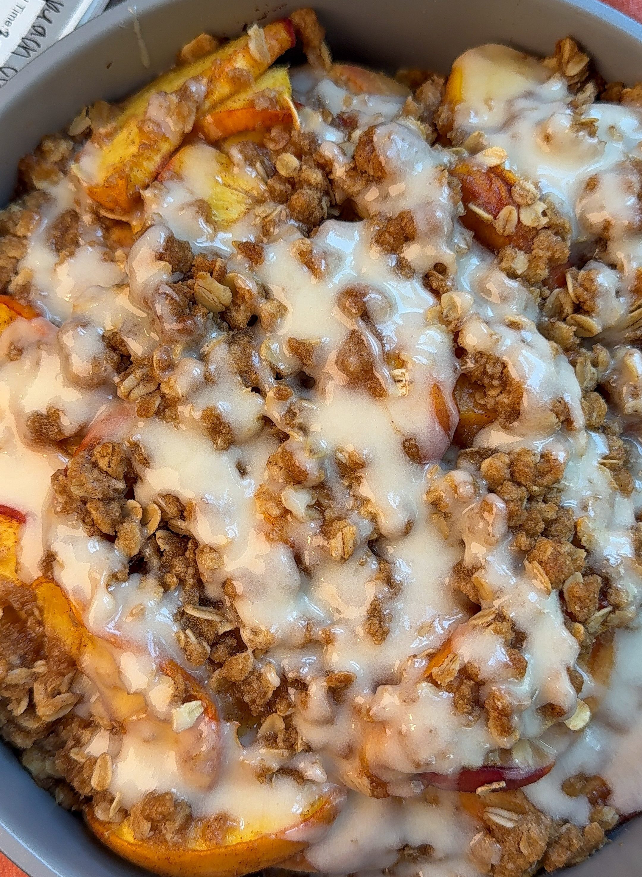 Easy Peach Crisp Cinnamon Rolls (with Store-Bought Shortcut!)
