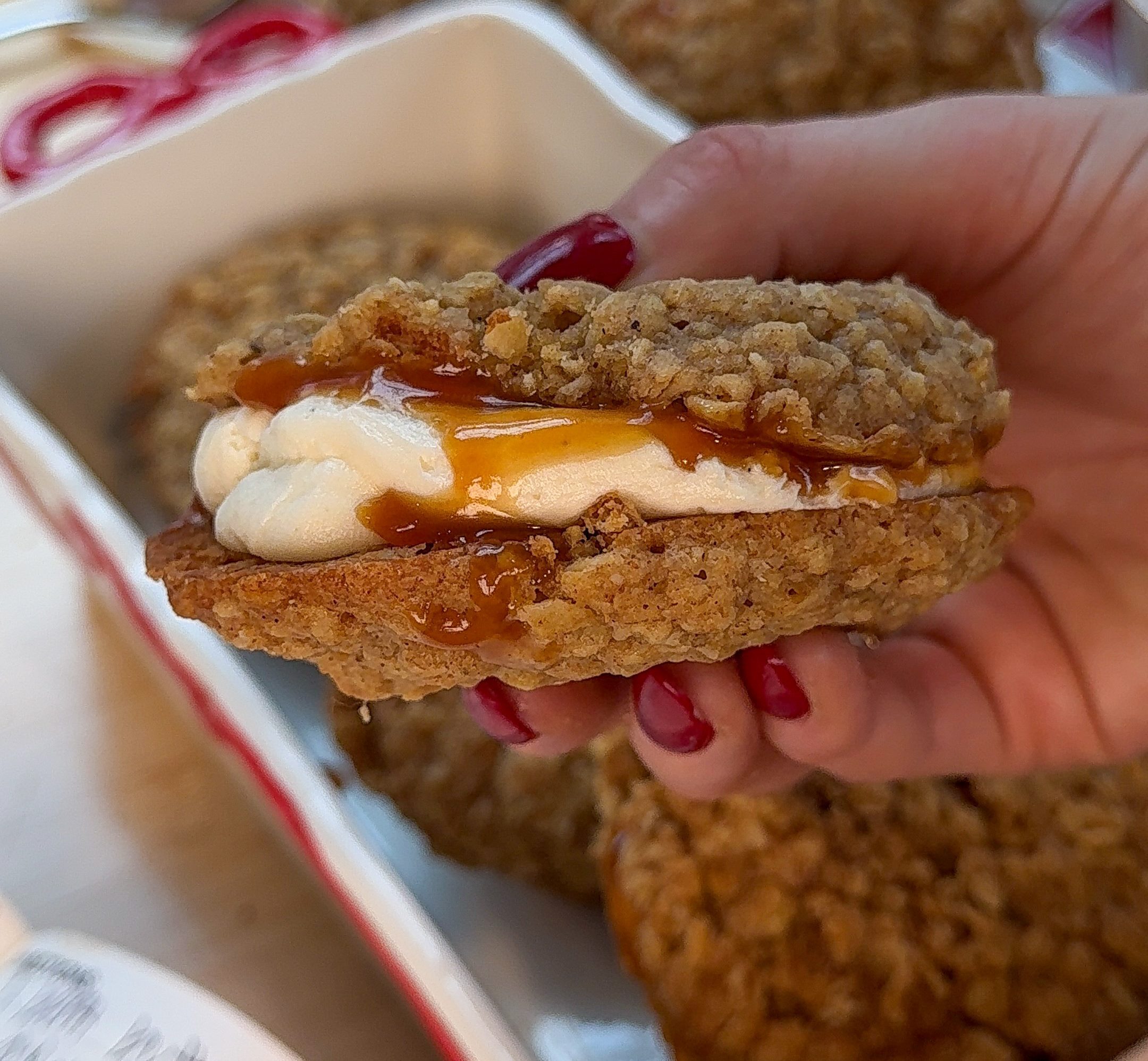 Soft & Chewy Salted Caramel Oatmeal Cream Pie