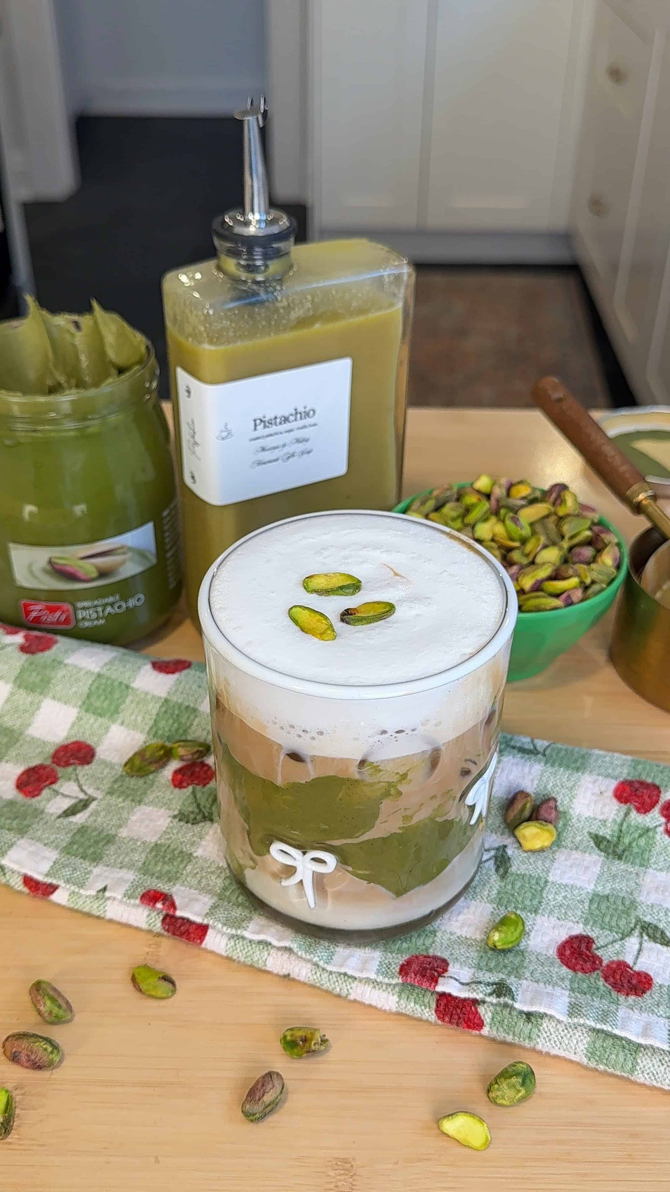 Homemade Pistachio Latte with Real Pistachio Syrup (Hot or Iced)