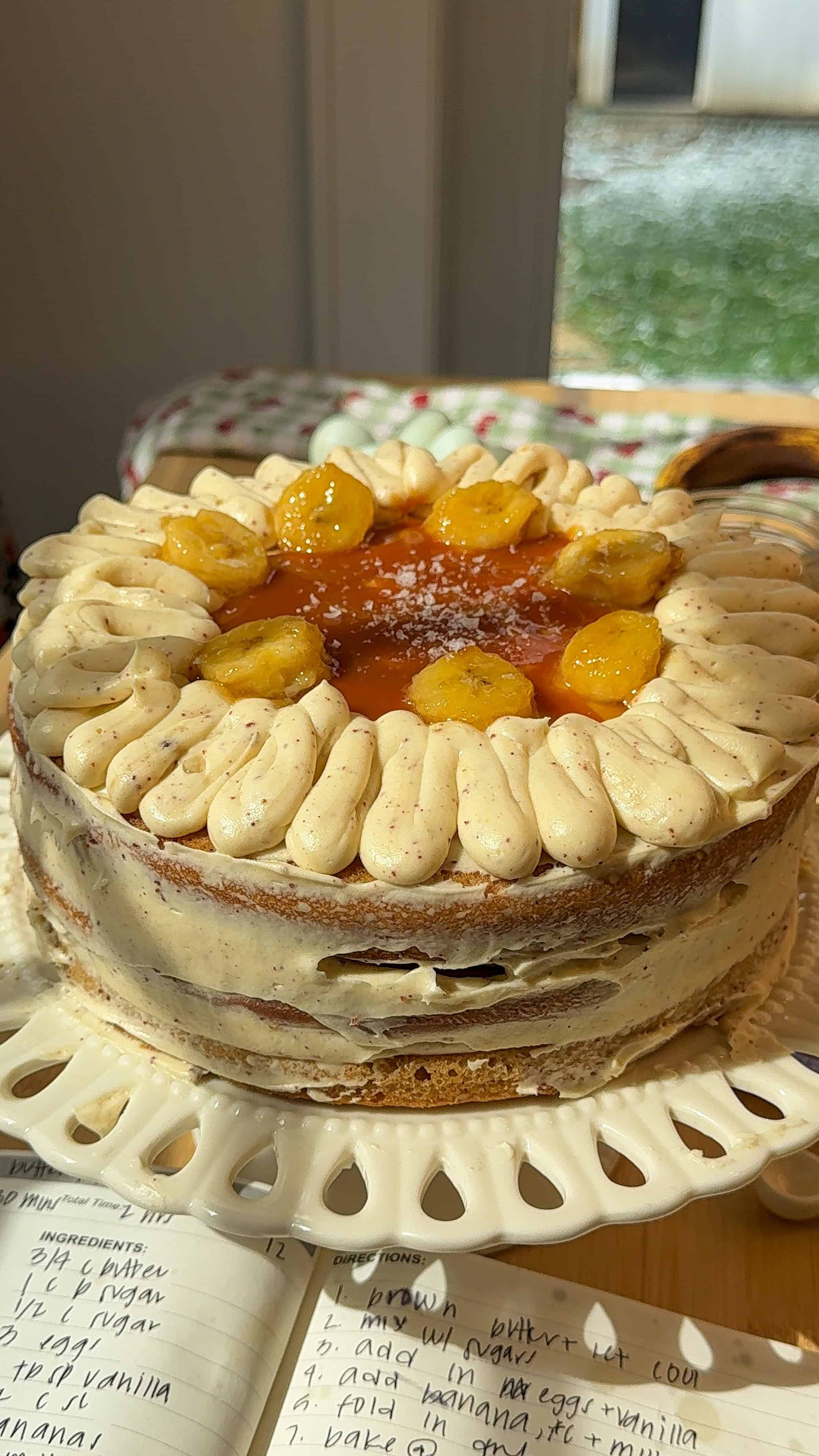 Salted Caramel Brown Butter Banana Cake (Ultra Moist 3-Layer Banana Cake)