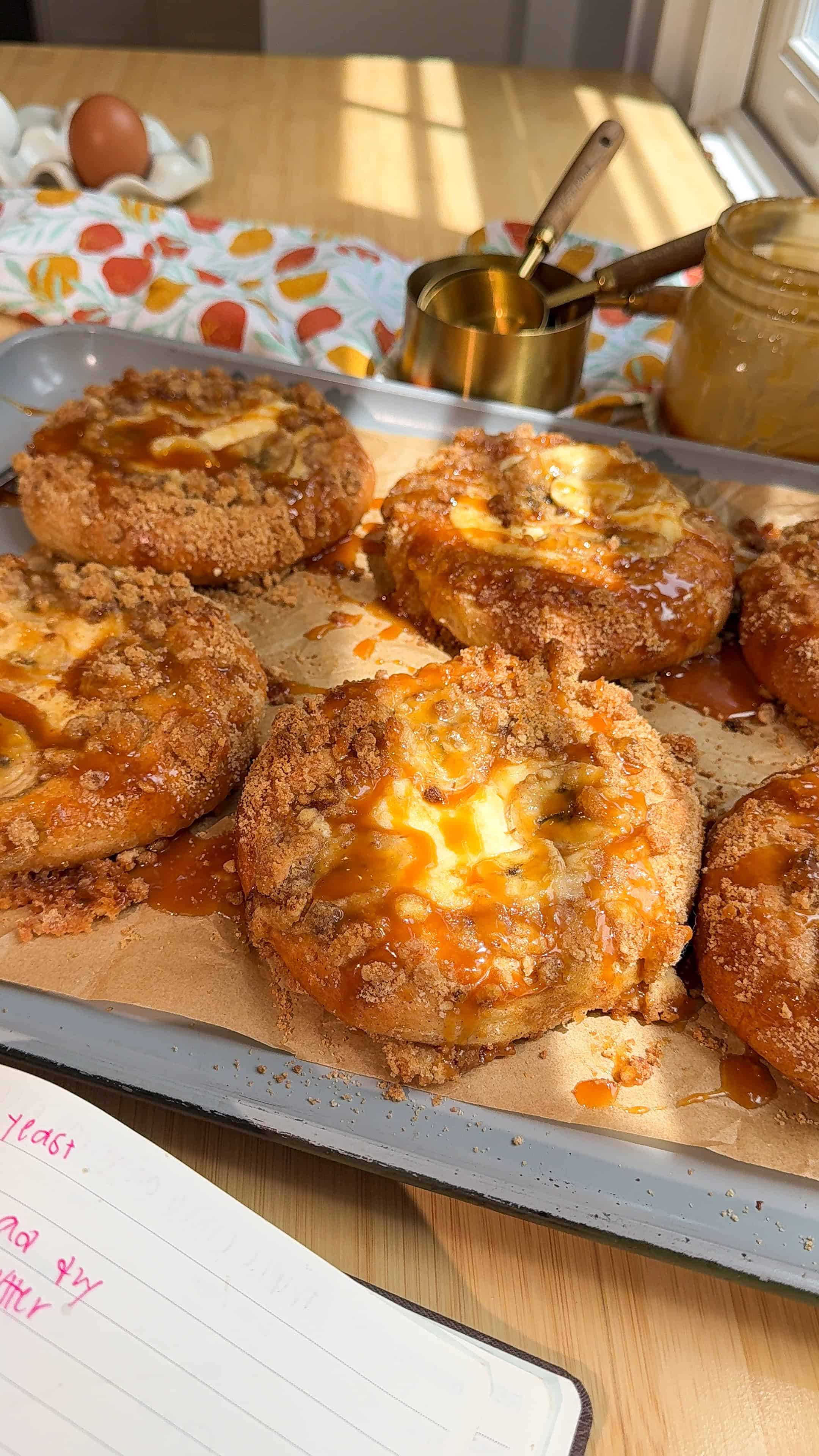 Salted Caramel Banana Crumble Buns